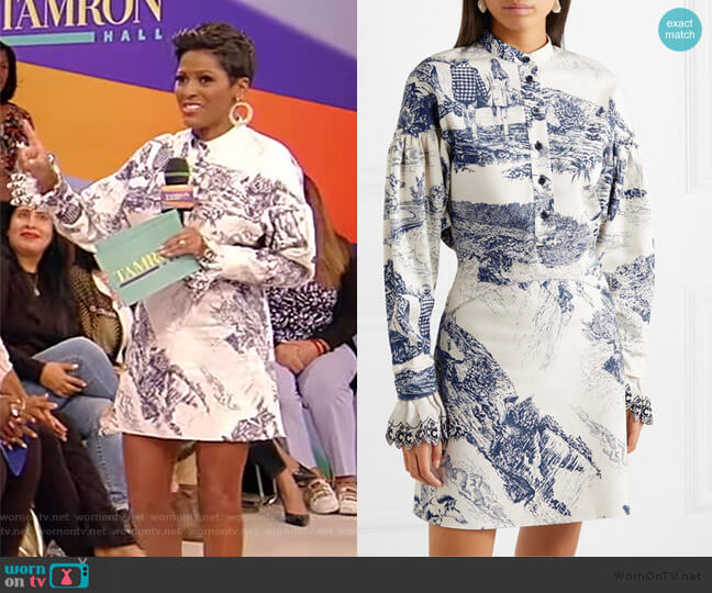 Chloe Printed cotton-twill mini dress worn by Tamron Hall on Tamron Hall Show