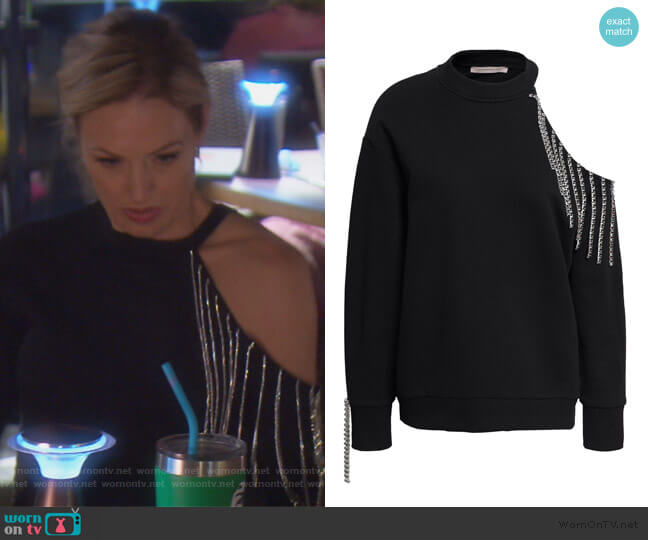 Christopher Kane Cutout embellished French cotton-terry sweatshirt worn by Braunwyn Windham-Burke on The Real Housewives of Orange County