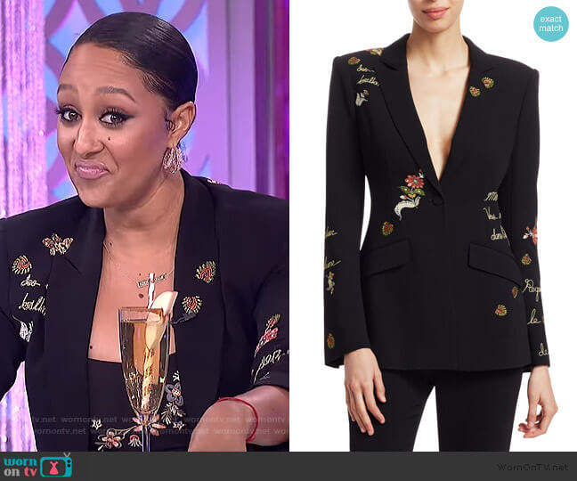 Cinq a Sept Estelle Paisley Love Letter Embroidered Crepe worn by Tamera Mowry on The Real