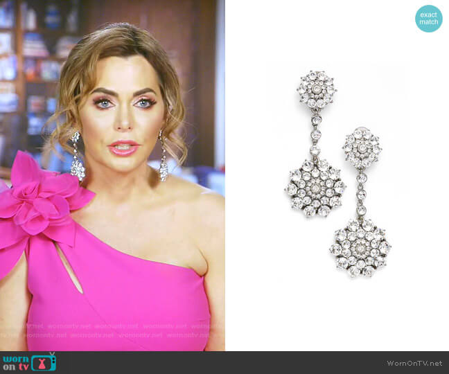 Oscar de la Renta Classic Jeweled Swarovski Crystal Drop Earrings worn by D’Andra Simmons on The Real Housewives of Dallas