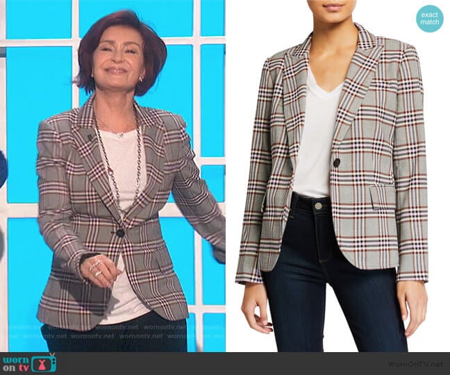 Derek Lam 10 Crosby Plaid Twill Blazer worn by Sharon Osbourne on The Talk