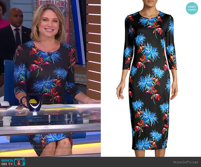 Diane von Furstenberg Saihana Floral-Print Midi Dress worn by Amy Robach on Good Morning America