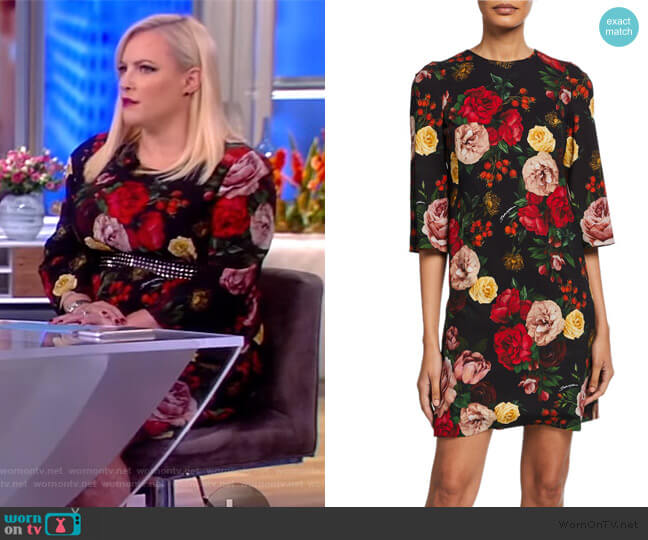 Dolce & Gabbana Crepe Rose Print Shift Dress worn by Meghan McCain on The View