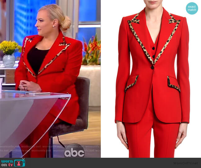 Dolce & Gabbana Leopard-Trimmed Wool Blazer worn by Meghan McCain on The View