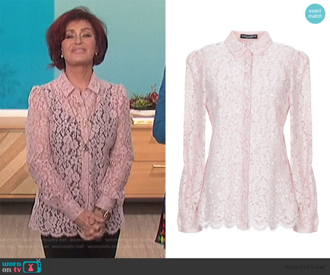 Dolce & Gabbana Lace Shirt worn by Sharon Osbourne on The Talk