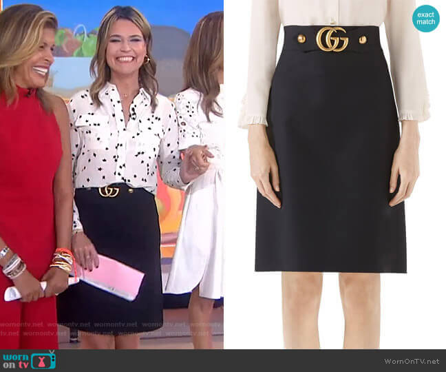 Gucci Double G Wool & Silk Crepe A-Line Skirt worn by Savannah Guthrie on Today