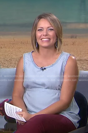 Dylan’s blue ruffle-trim maternity top on Today