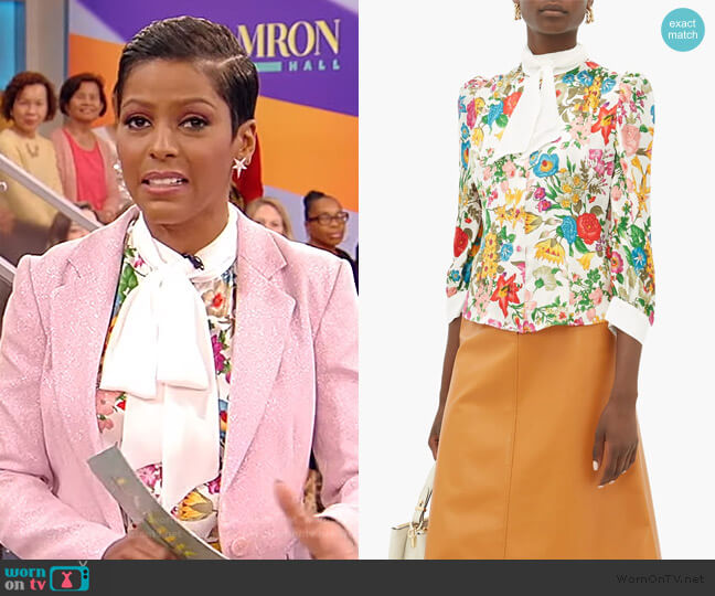Edeltrud Hofmann Dia floral-print silk blouse worn by Tamron Hall on Tamron Hall Show