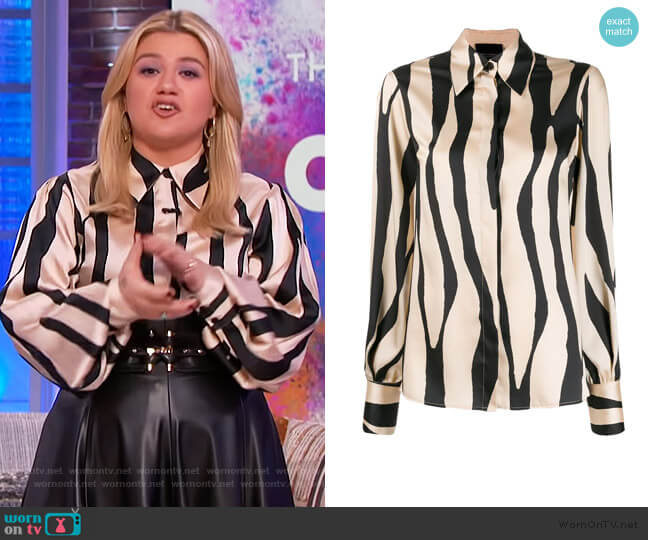 Erika Cavallini Animal Print Shirt worn by Kelly Clarkson on The Kelly Clarkson Show