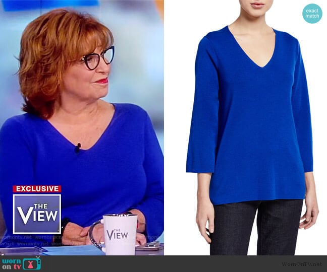 Eileen Fisher V-Neck 3/4-Sleeve Merino Wool Top worn by Joy Behar on The View