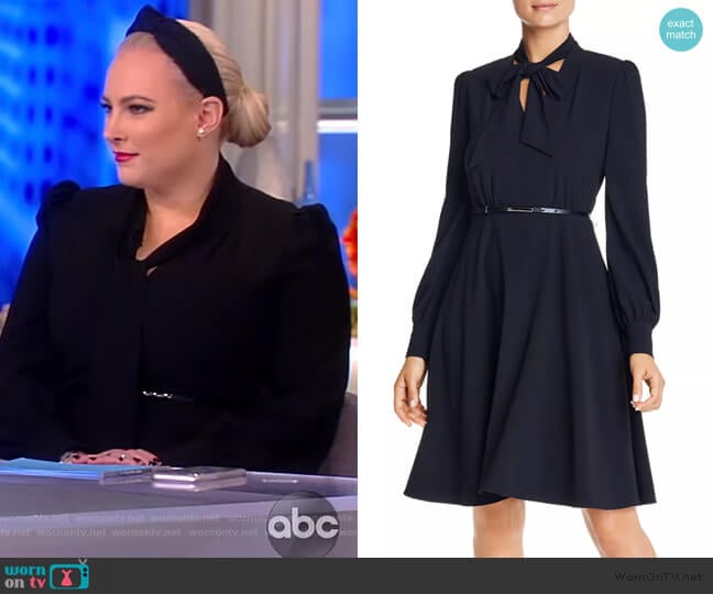 Elie Tahari Eleanora Tie-Neck Belted Dress worn by Meghan McCain on The View