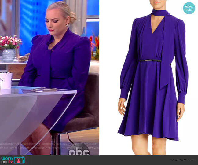 Elie Tahari Eleanora Tie-Neck Belted Dress worn by Meghan McCain on The View