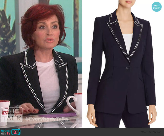 Elie Tahari Madison Studded Blazer worn by Sharon Osbourne on The Talk