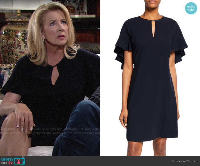 Elie Tahari Theodore Dress in Stargazer worn by Nikki Reed Newman (Melody Thomas-Scott) on The Young and the Restless