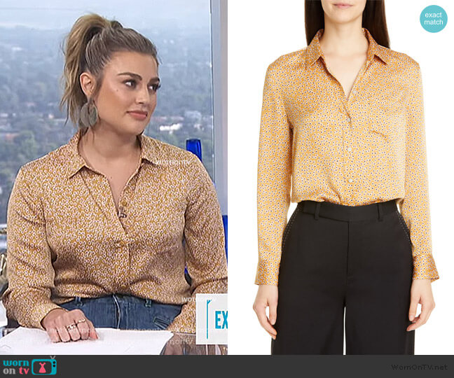 Equipment Leema Ditsy Print Shirt worn by Carissa Loethen Culiner on E! News