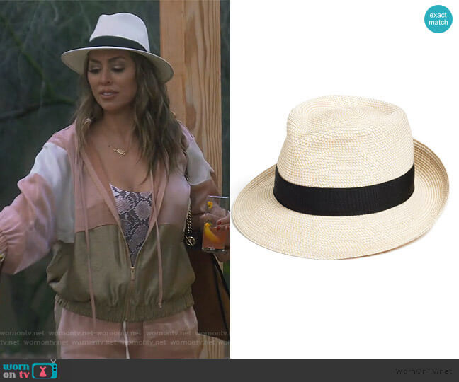 Eric Javits Packable Fedora Sun Hat worn by Kelly Dodd on The Real Housewives of Orange County