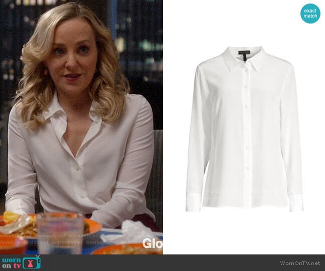 Escada Nicoli Embroidered Trim Silk Blouse worn by Marissa Morgan (Geneva Carr) on Bull