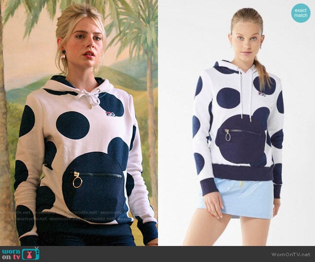 FILA + Pierre Cardin Polka Dot Hoodie Sweatshirt worn by Astrid (Lucy Boynton) on The Politician