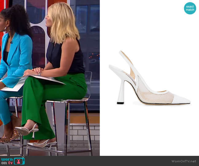 Jimmy Choo Fetto 100 Slingback Pumps worn by Sara Haines on Good Morning America