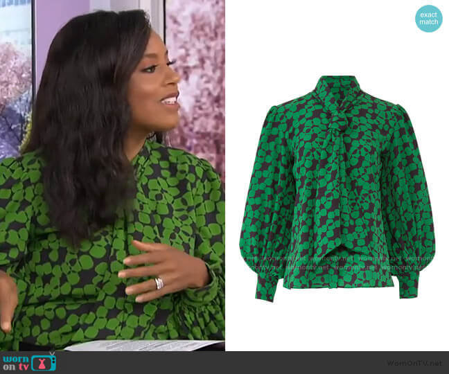 Hunter Bell Finley Tie Neck Blouse worn by Sheinelle Jones on Today