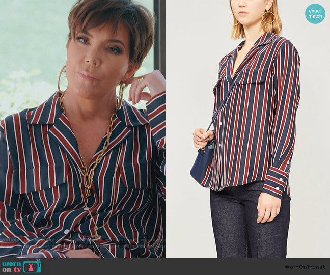 Frame Striped crepe shirt worn by Kris Jenner on Keeping Up with the Kardashians