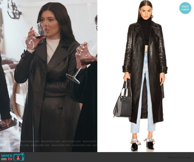 Frame For FWRD Leather Trench Coat worn by Kylie Jenner on Keeping Up with the Kardashians