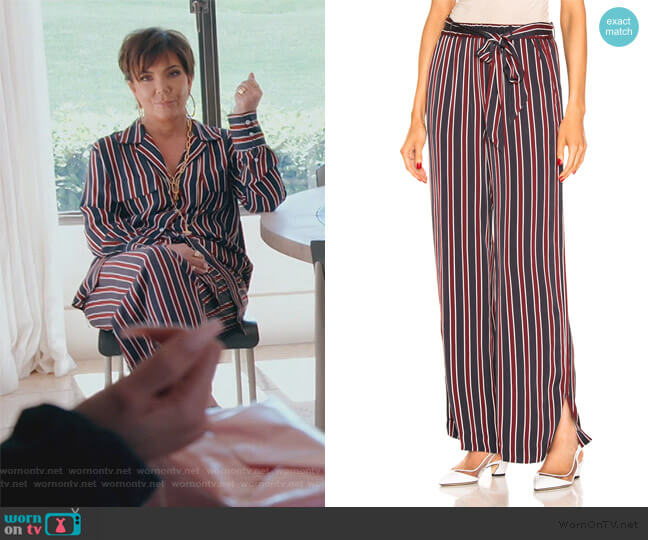 Frame Side Slit Striped Pants worn by Kris Jenner on Keeping Up with the Kardashians