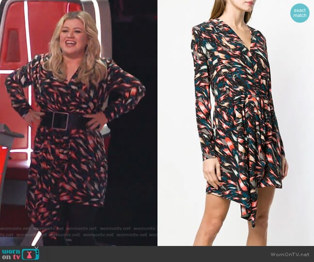 Givenchy Asymmetric Printed Dress worn by Kelly Clarkson on The Voice