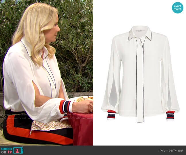 Golden Goose Isako Silk Button Front Blouse worn by Brooke Logan (Katherine Kelly Lang) on The Bold and the Beautiful