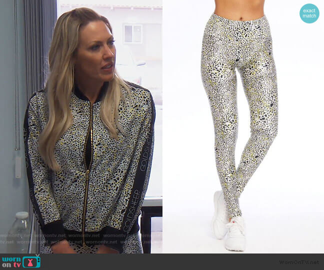 Gold Sheep Clothing Leopard Spot Leggings worn by Braunwyn Windham-Burke on The Real Housewives of Orange County
