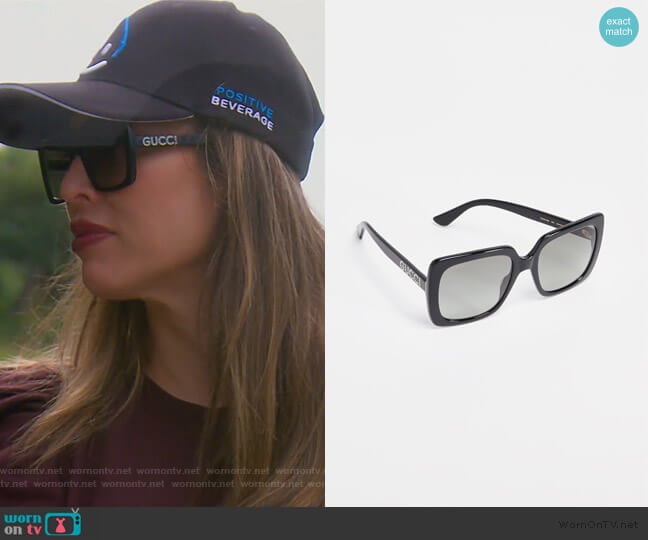 Gucci Acetate Square Sunglasses worn by Kelly Dodd on The Real Housewives of Orange County