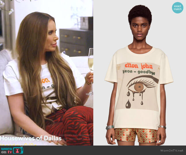 Gucci Gucci Elton John T-shirt worn by LeeAnne Locken on The Real Housewives of Dallas
