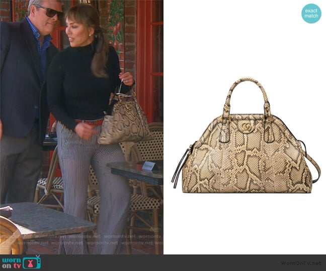 Gucci Genuine Python Satchel worn by Kelly Dodd on The Real Housewives of Orange County