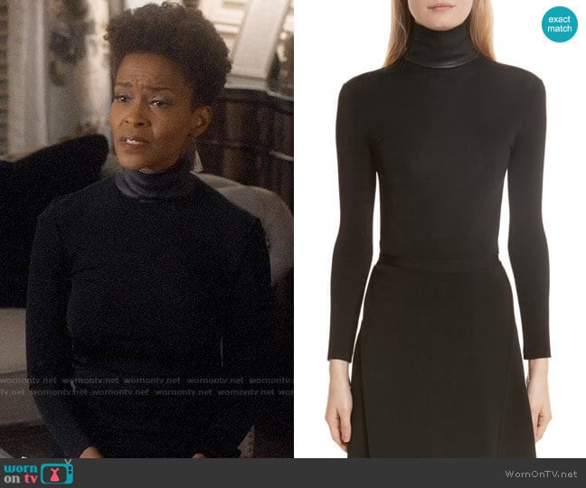 Helmut Lang Bondage Jersey Leather Neck Top worn by Kerissa Greenleaf (Kim Hawthorne) on Greenleaf