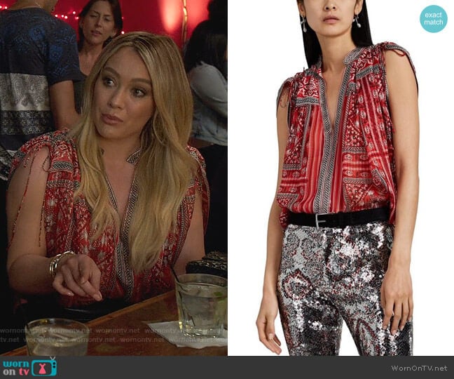 Isabel Marant Ezer Bandanna-print Blouse worn by Kelsey Peters (Hilary Duff) on Younger