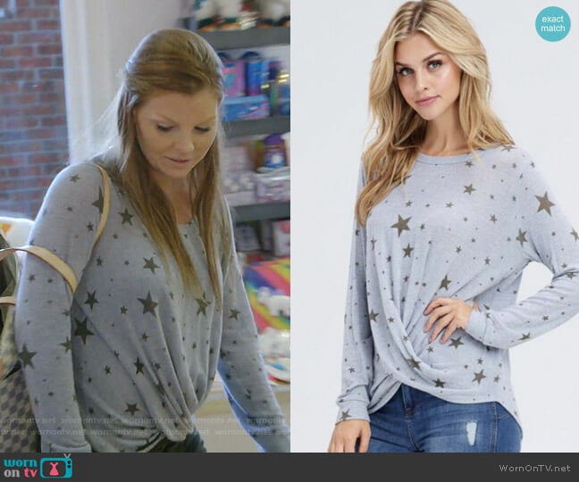 Jamie and Maxi Star Print Top worn by Brandi Redmond on The Real Housewives of Dallas