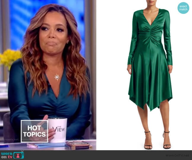 Jonathan Simkhai Satin Handkerchief-Hem Dress worn by Sunny Hostin on The View