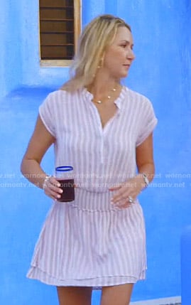 Kary’s striped smocked waist dress on The Real Housewives of Dallas