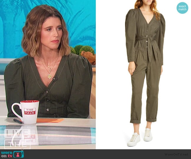 La Vie Rebecca Taylor Topstitch Detail Puff Sleeve Jumpsuit