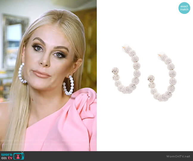 Lele Sadoughi Stardust Crystal Hoop Earrings worn by Kameron Westcott on The Real Housewives of Dallas