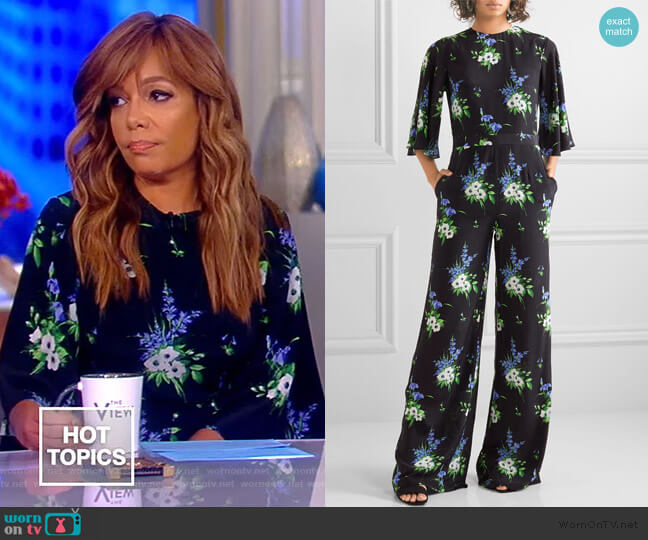 Les Reveries Floral-print silk crepe de chine jumpsuit worn by Sunny Hostin on The View