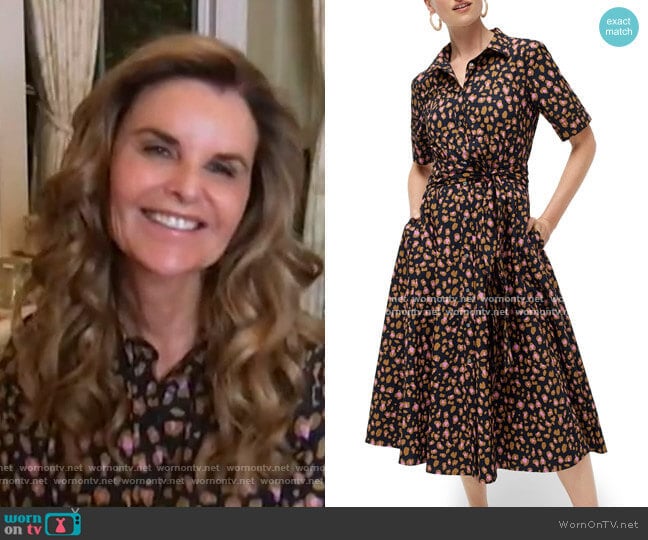J. Crew Leopard Tie Waist Short Sleeve Dress worn by Maria Shriver on Today