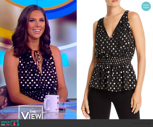 Lini Hannah Metallic Polka Dot Top worn by Abby Huntsman on The View
