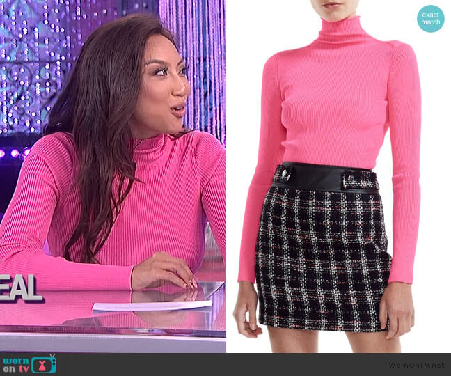 Maje Malangou Ribbed Turtleneck Sweater worn by Jeannie Mai on The Real