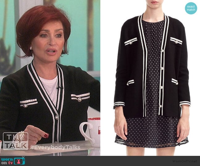 Maje Myster Cardigan worn by Sharon Osbourne on The Talk