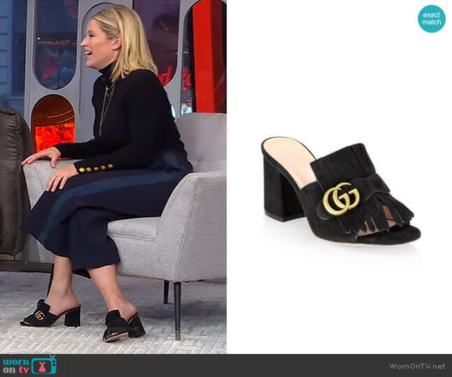 Gucci Marmont Suede Sandals worn by Sara Haines on Good Morning America