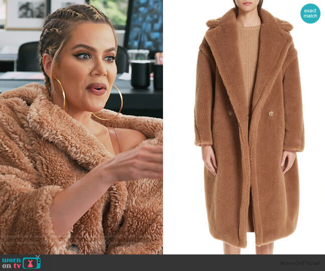 Max Mara Teddy Bear Icon Faux Fur Coat worn by Khloe Kardashian on Keeping Up with the Kardashians
