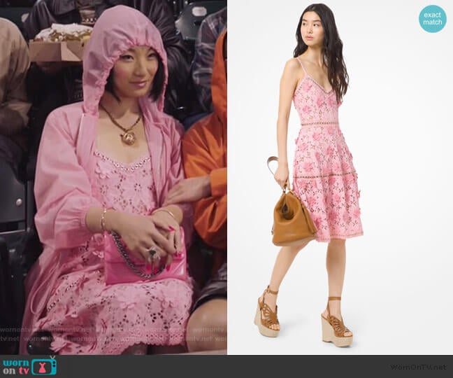 Michael Kors Floral Applique Lace Dress worn by Mei Lin (Poppy Liu) on Sunnyside