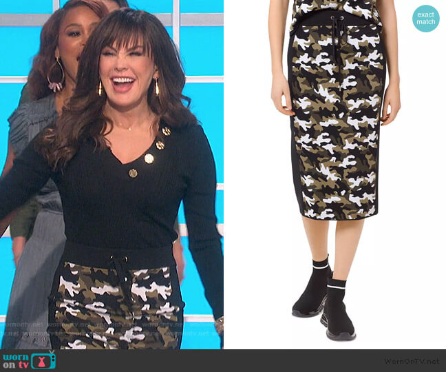MICHAEL Michael Kors Camo Pencil Skirt worn by Marie Osmond on The Talk