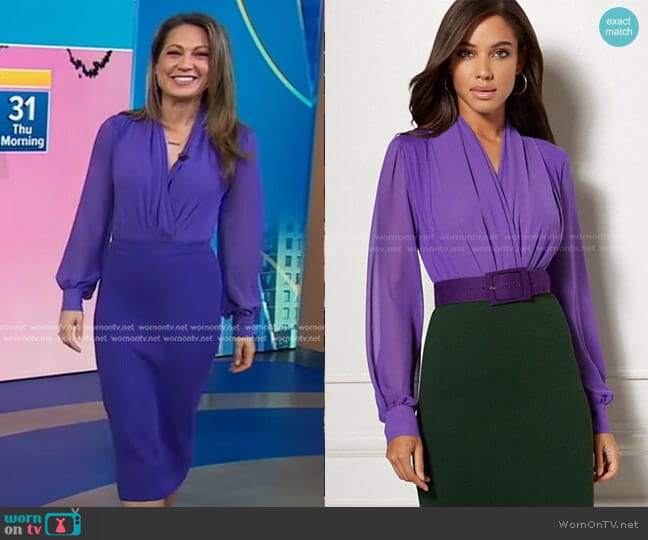 New York & Company Mila Bodysuit - Eva Mendes Collection worn by Ginger Zee on Good Morning America